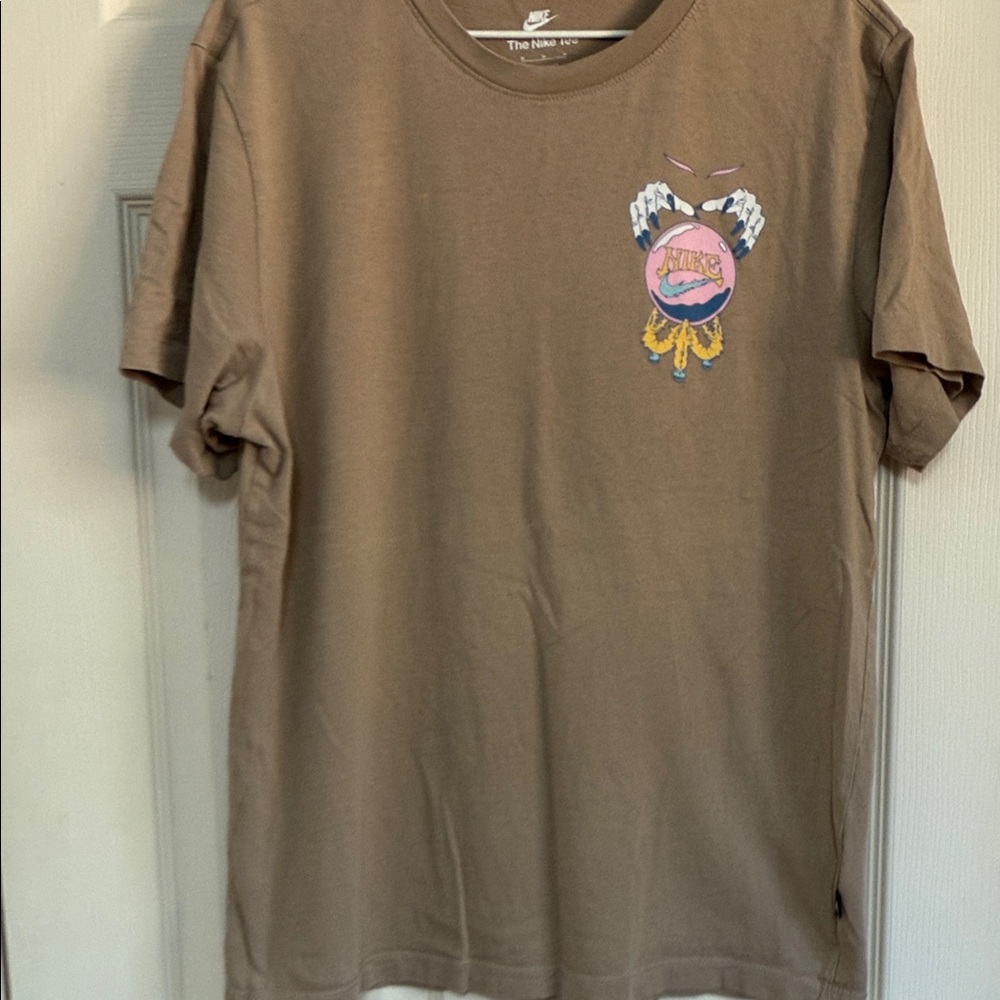 Nike Tan Tee with Vibrant Graphic